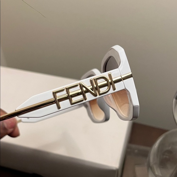 Fendi White and Gold Designer Sunglasses - Picture 3 of 6